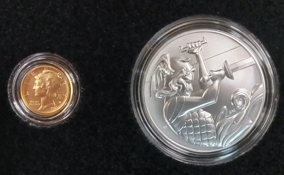 US-Mint-Best-Of-The-Mint-1916-Mercury-Dime-Gold-Coin-And-Silver-Medal-Set-Available-6/4/26